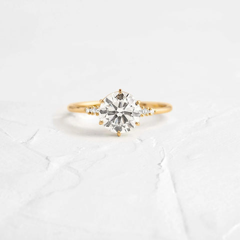 Round Cut Cluster Moissanite Engagement Wedding Ring