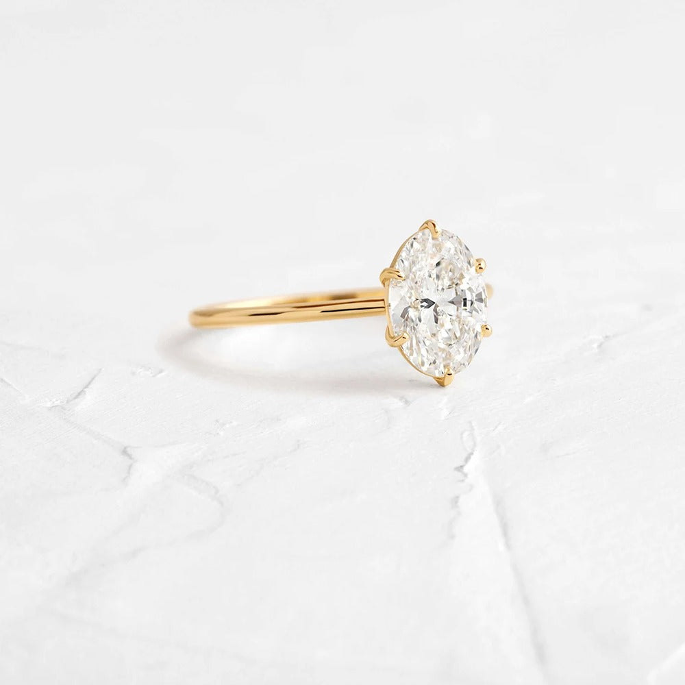 Oval Cut Moissanite Solitaire Promise Ring For Her