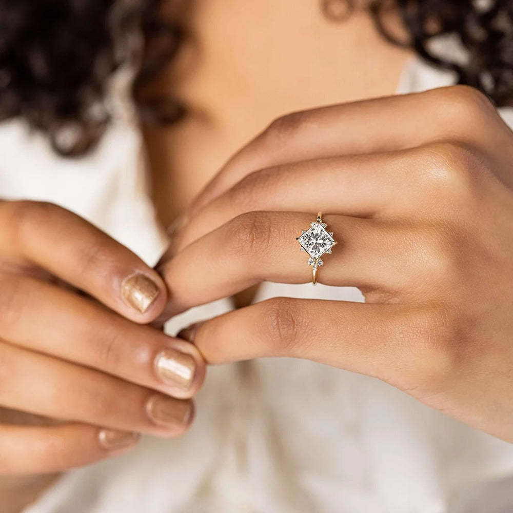 Princess Cut Vintage Moissanite Engagement Ring