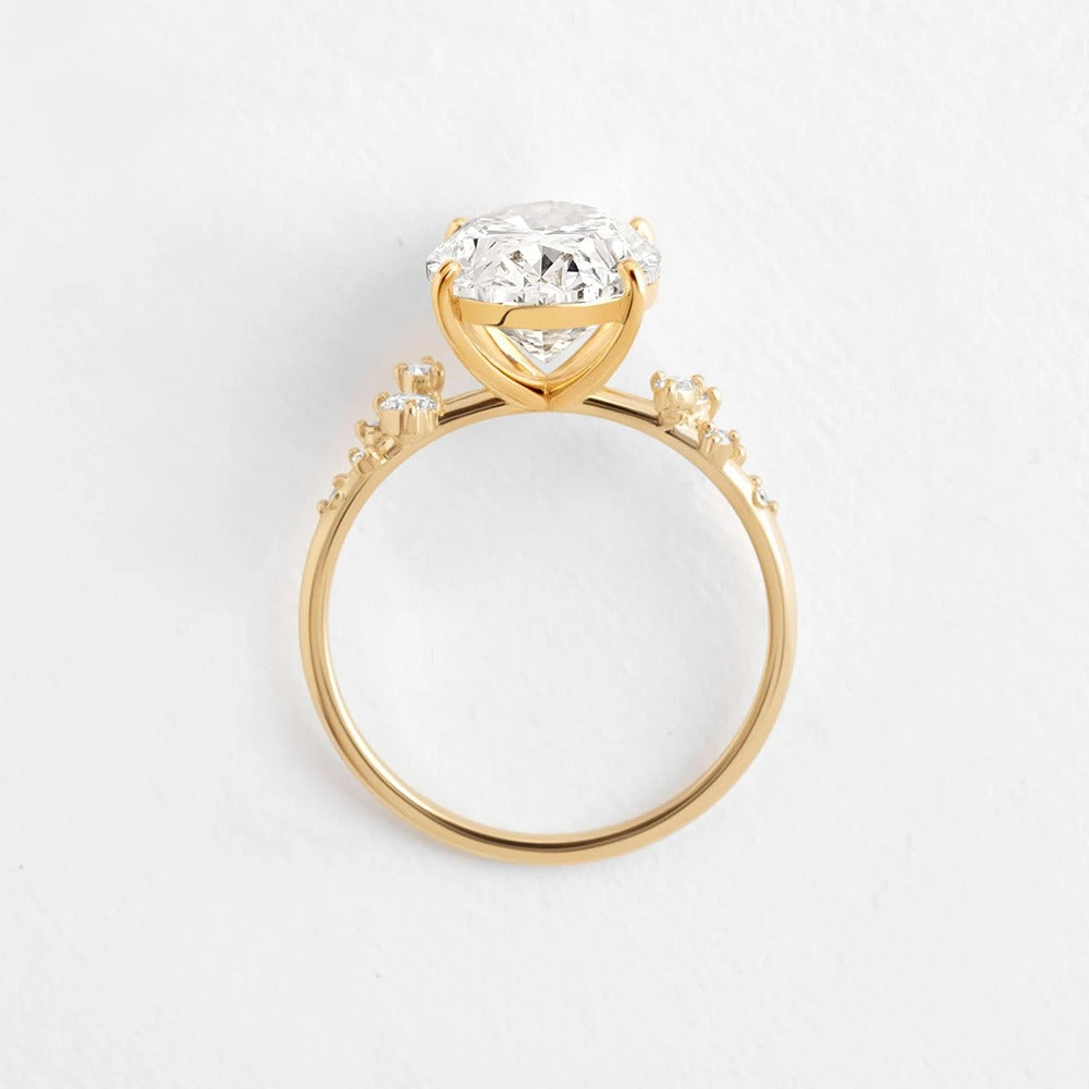 Oval Cut Pave Set Moissanite Engagement Ring