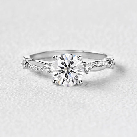 Round Cut Twisted Moissanite Engagement Ring