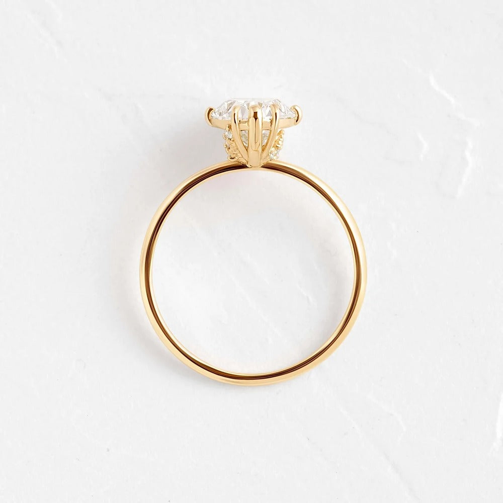 Oval Cut Hidden Halo Moissanite Engagement Ring
