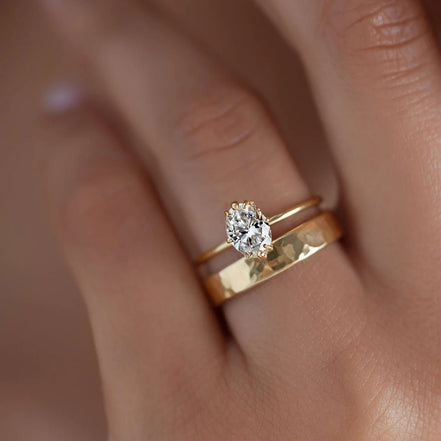 Oval Cut Hidden Halo Moissanite Engagement Ring