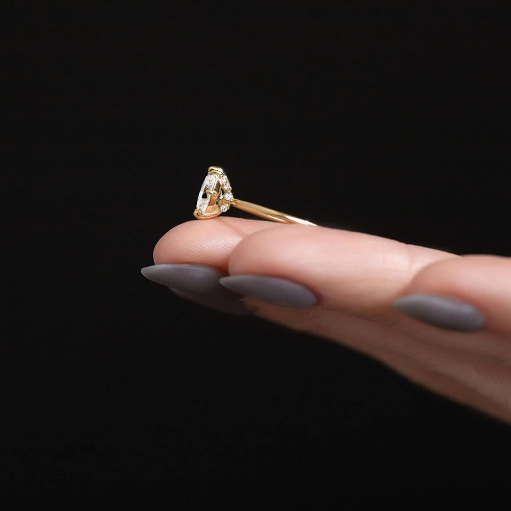 Oval Cut Hidden Halo Moissanite Engagement Ring