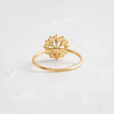Round Cut Floral Halo Moissanite Engagement Ring
