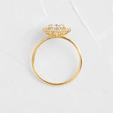Round Cut Floral Halo Moissanite Engagement Ring