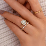 Round Cut Floral Halo Moissanite Engagement Ring