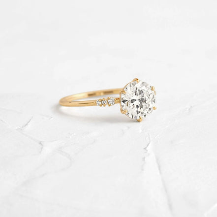Round Cut Cluster Moissanite Engagement Wedding Ring