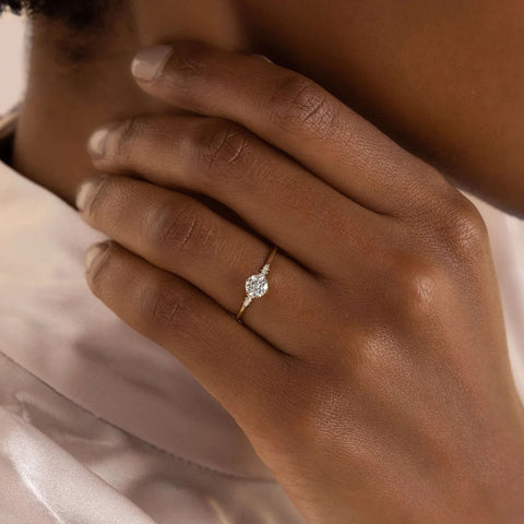 Round Cut Cluster Moissanite Engagement Wedding Ring