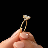 Emerald Cut Unique Moissanite Engagement Wedding  Ring