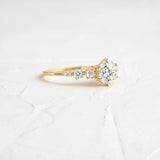 Round Cut Hidden Accent Moissanite Promise Ring
