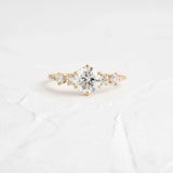 Round Cut Hidden Accent Moissanite Promise Ring