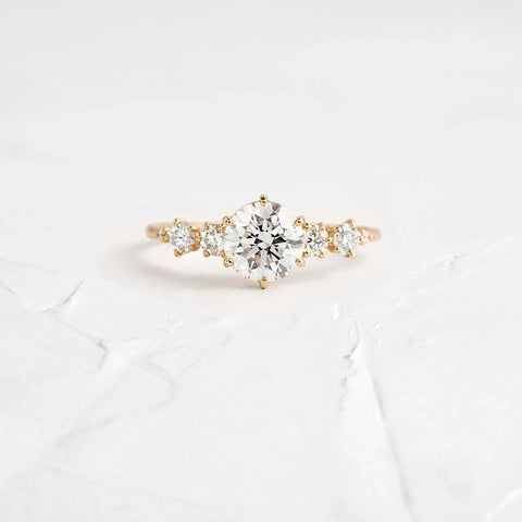 Round Cut Hidden Accent Moissanite Promise Ring