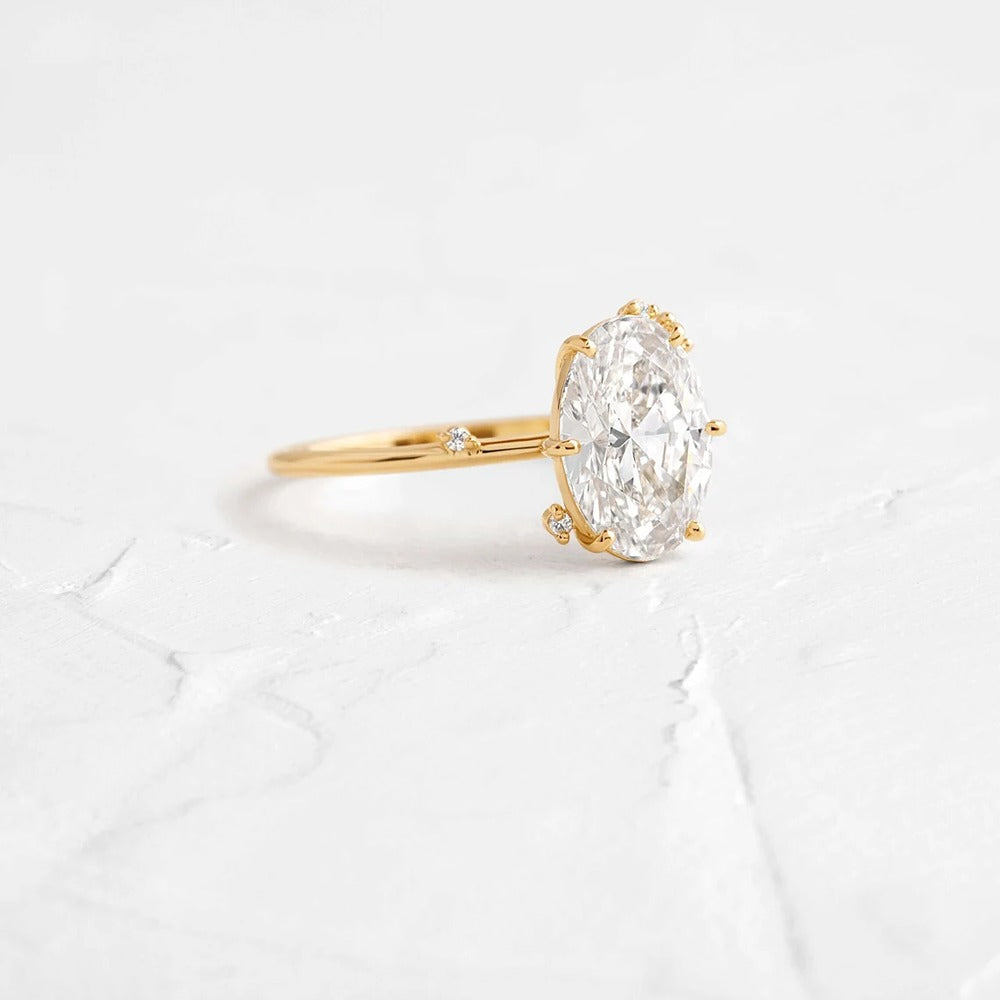 Oval Cut Cluster Moissanite Engagement Ring