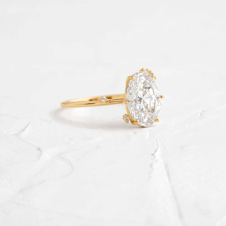 Oval Cut Cluster Moissanite Engagement Ring