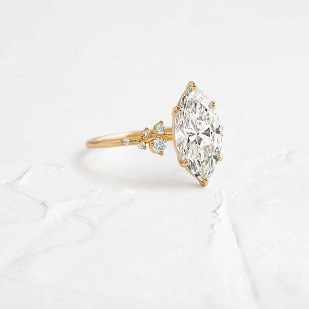 Marquise Cut Side Accent Moissanite Engagement Ring