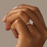 Marquise Cut Side Accent Moissanite Engagement Ring