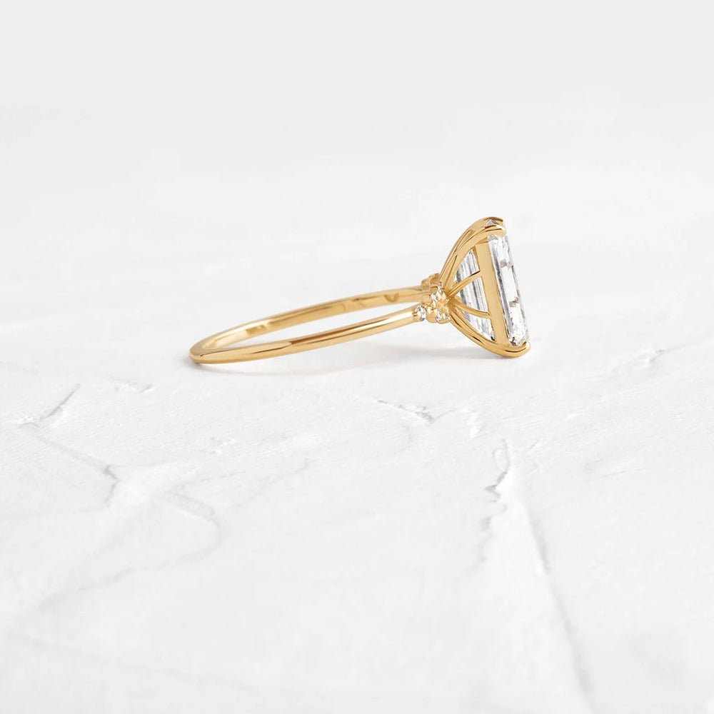 Emerald Cut Moissanite Engagement Ring