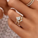 Pear Cut Unique Moissanite Engagement Ring