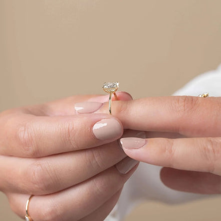 Emerald Cut Solitaire Moissanite Engagement Ring