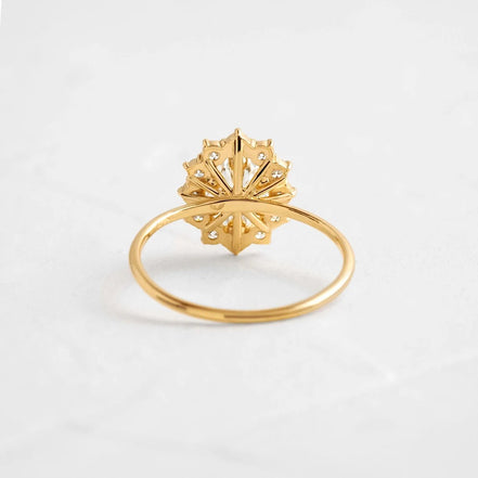Oval Cut Floral Halo Moissanite Engagement Ring