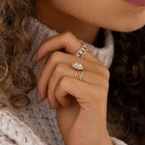 Oval Cut Floral Halo Moissanite Engagement Ring