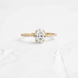 Oval Cut Pave Set Moissanite Engagement Ring
