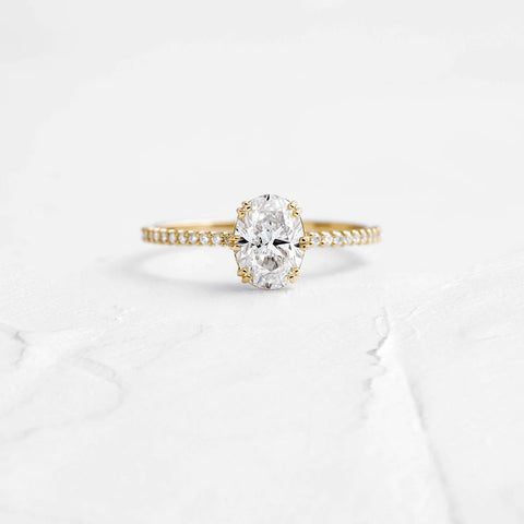 Oval Cut Pave Set Moissanite Engagement Ring