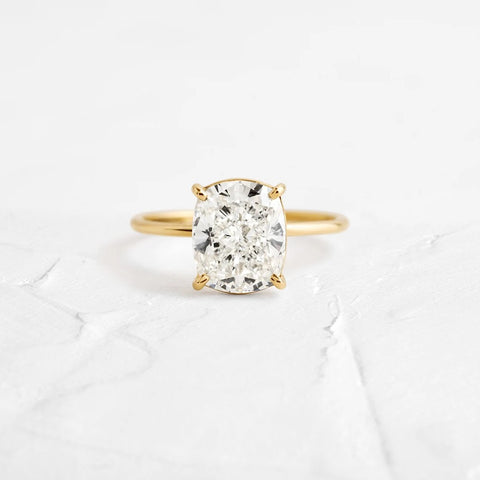 Cushion Cut Moissanite Solitaire Engagement Ring