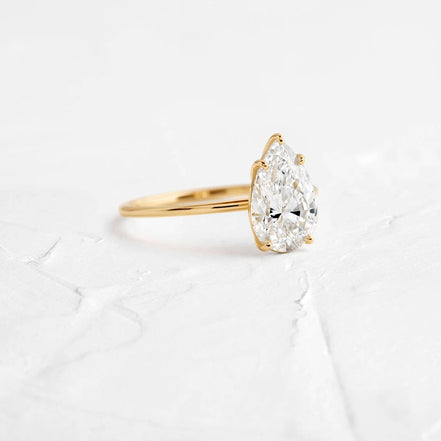 Pear Cut Moissanite Solitaire Engagement Ring