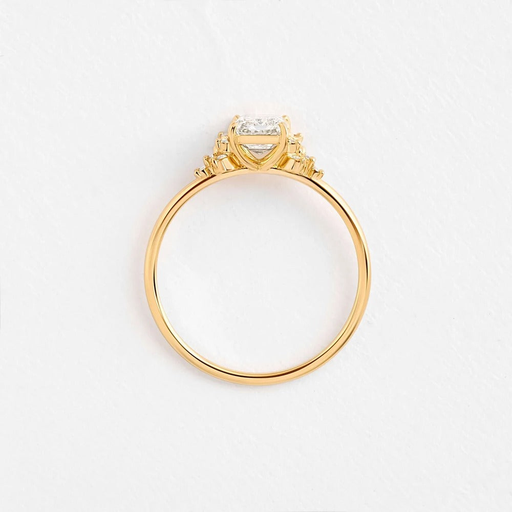 Emerald Cut Vintage Moissanite Engagement Ring