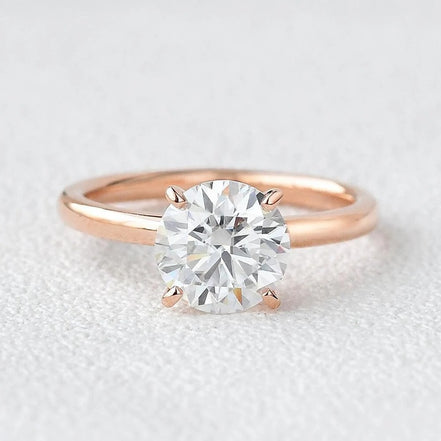 Round Cut Solitaire Moissanite Engagement Ring