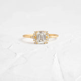 Emerald Cut Vintage Moissanite Engagement Ring