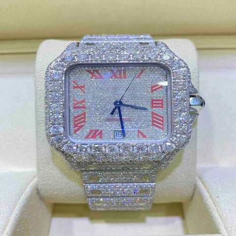 Automatic Iced Out Full Moissanite Diamond Watch For Him