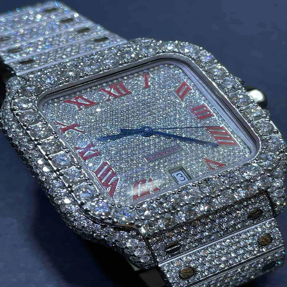Automatic Iced Out Full Moissanite Diamond Watch For Him