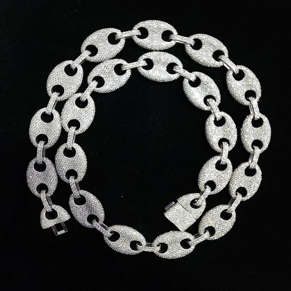Coffee Bean Moissanite Diamond Link Chain Necklace