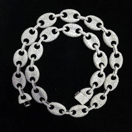 Coffee Bean Moissanite Diamond Link Chain Necklace