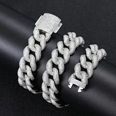 20MM Bubble Style Moissnaite Miami Cuban Chain Jewelry
