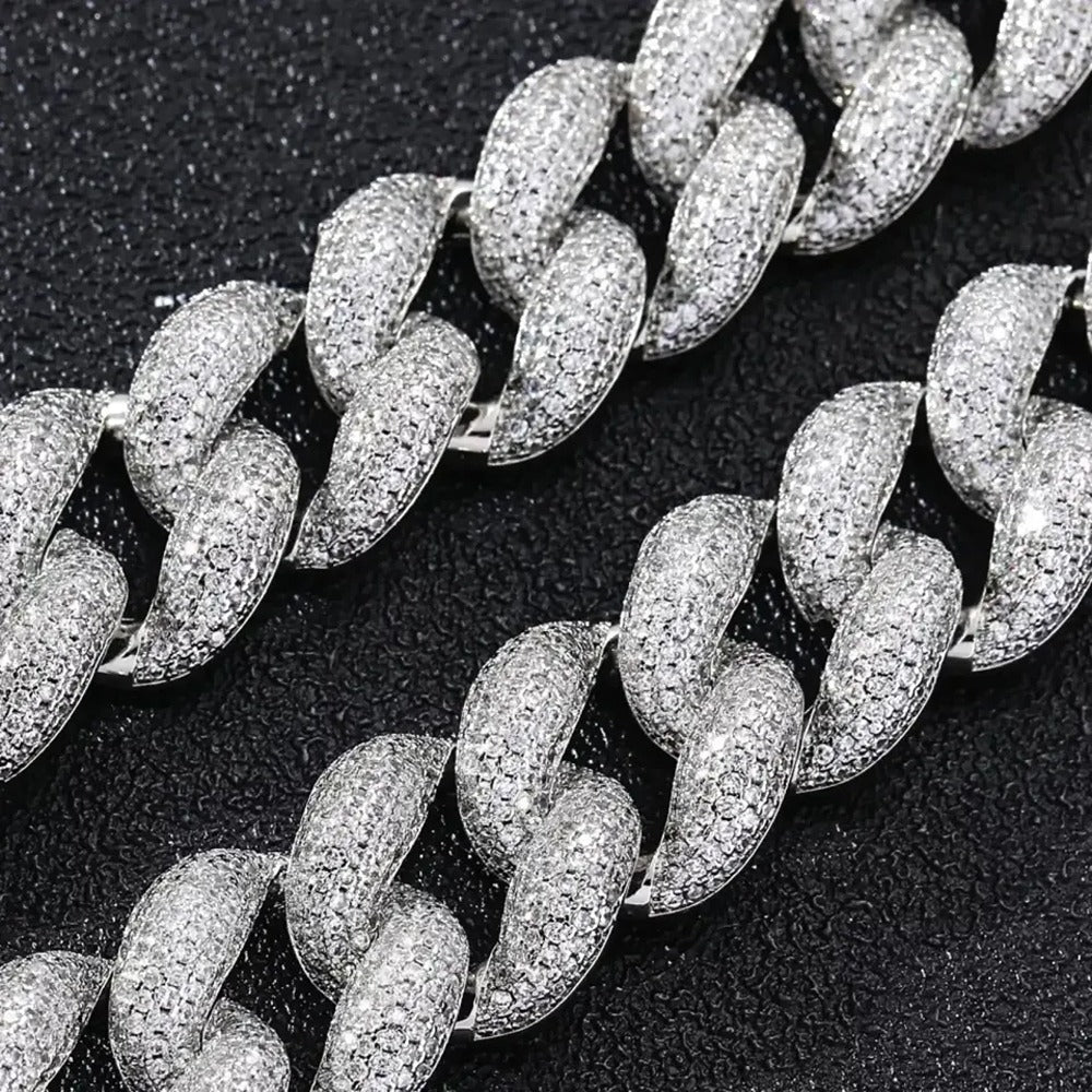 20MM Bubble Style Moissnaite Miami Cuban Chain Jewelry