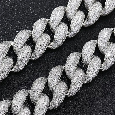 20MM Bubble Style Moissnaite Miami Cuban Chain Jewelry