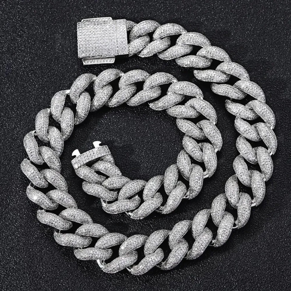 20MM Bubble Style Moissnaite Miami Cuban Chain Jewelry