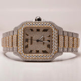 Hip Hop Iced Out Moissnaite Dual Tone Automatic Watch