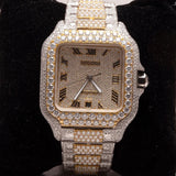 Hip Hop Iced Out Moissnaite Dual Tone Automatic Watch