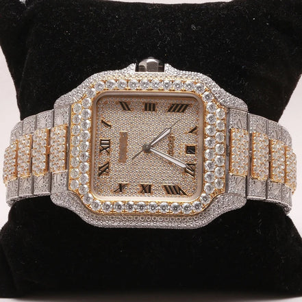 Dual Tone Moissanite Automatic Roman Dial Luxury Watch
