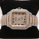 Hip Hop Iced Out Moissnaite Dual Tone Automatic Watch
