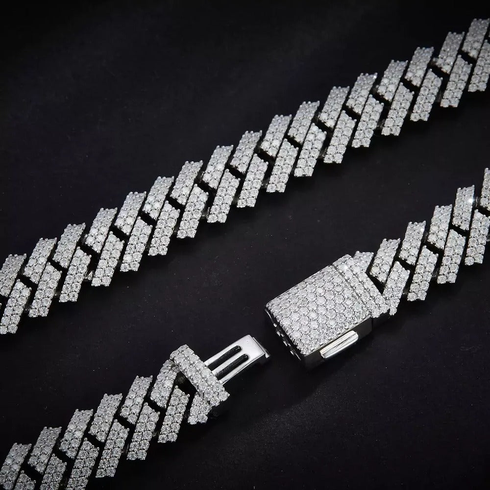 Hip Hop Bling Jewelry Cuban Nacklace Full Moissanite Cuban Link Chain