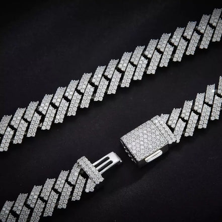 Hip Hop Bling Jewelry Cuban Nacklace Full Moissanite Cuban Link Chain