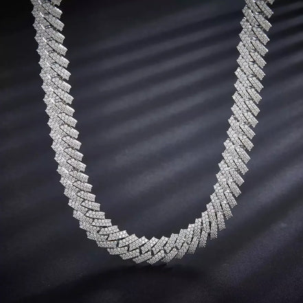 Hip Hop Bling Jewelry Cuban Nacklace Full Moissanite Cuban Link Chain