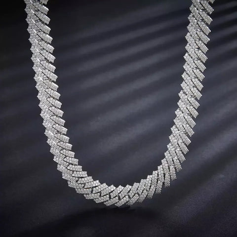 Hip Hop Bling Jewelry Cuban Nacklace Full Moissanite Cuban Link Chain