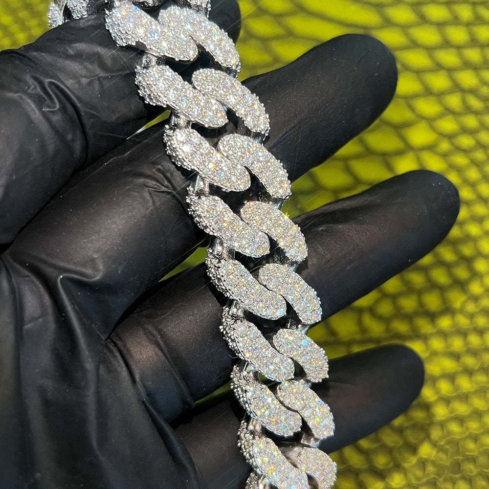 Moissnaite Diamond 925 Silver Cuban Chain